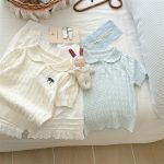 【90-140cm】女の子 半袖Tシャツ ニット 無地 ナチュラル - 画像 (5)