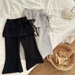 【80-130cm】ベビー女の子 フレアパンツ フェイクレイヤード