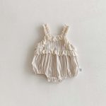 【66-90cm】ベビー 女の子 ノースリーブ ロンパース フリルデザイン