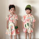 【80-150cm】セットアップ or ワンピース キッズ カラフル フラワー - 画像 (3)