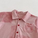 【73-100cm】セットアップ キッズ ピンクシャツ＆ショートパンツ - 画像 (7)