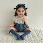 【66-90cm】ロンパース レース デニム ノースリーブ 赤ちゃん服 - 画像 (4)