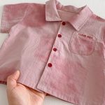 【73-100cm】セットアップ キッズ ピンクシャツ＆ショートパンツ - 画像 (9)