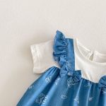 【66-90cm】カバーオール ベビー 女の子 デニム風 プリント切替 - 画像 (8)