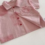 【73-100cm】セットアップ キッズ ピンクシャツ＆ショートパンツ - 画像 (10)