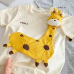 【66-90cm】ロンパース ベビー 可愛い キリンデザイン - 画像 (10)