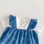 【66-90cm】カバーオール ベビー 女の子 デニム風 プリント切替 - 画像 (9)