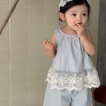 【73-110cm】セットアップ ベビー 女の子 韓国風 レース フラワー - 画像 (3)