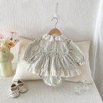 【66-90cm】ロンパース ベビー 女の子 丸襟 小花柄 - 画像 (4)