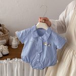 【66-90cm】ロンパース ベビー ストライプ フォマール - 画像 (3)