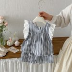 【73-100cm】セットアップ ベビー 女の子 チェック フリルスリーブ - 画像 (4)