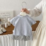 【73-100cm】Tシャツ or ショートパンツ ベビー 男の子 カートゥーンワッペン ストライプ - 画像 (7)