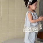 【73-110cm】セットアップ ベビー 女の子 韓国風 レース フラワー - 画像 (5)