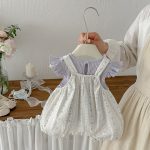 【66-90cm】セットアップ Tシャツ&サロペット ベビー 小花柄 フリルスリーブ - 画像 (3)
