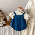【66-90cm】セットアップ デニムロンパース&Tシャツ ベビー くま柄 - 画像 (4)