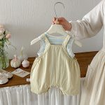 【66-90cm】星柄サロペット＆カラフルボーダータンクトップ ベビー セットアップ - 画像 (3)