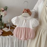 【66-90cm】ロンパース ベビー 女の子 レースフリル やわらか - 画像 (3)