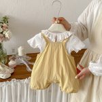 【66-90cm】セットアップ サロペット＆Tシャツ ベビー 女の子 フリル襟 大きめポケット - 画像 (3)