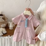 【66-90cm】カバーオール ベビー カジュアル ネクタイ付き - 画像 (3)