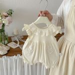 【66-90cm】カバーオール ベビ 女の子 レースフリル 丸襟 - 画像 (3)