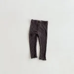 【80-140cm】ベビー ボタン付きリブ 無地 ボトムス キッズ服 - 画像 (8)