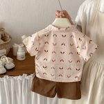 【73-100cm】セットアップ シャツ＆ショートパンツ ベビー わんちゃん総柄 - 画像 (4)