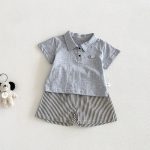 【73-100cm】Tシャツ or ショートパンツ ベビー 男の子 カートゥーンワッペン ストライプ - 画像 (3)