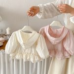 【73-100cm】UVパーカー ベビー 女の子 蝶結び 刺繍 - 画像 (6)