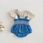【66-90cm】セットアップ Tシャツ&サロペットロンパース 総柄蝶結び