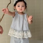 【73-110cm】セットアップ ベビー 女の子 韓国風 レース フラワー - 画像 (6)