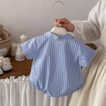 【66-90cm】ロンパース ベビー ストライプ フォマール - 画像 (4)
