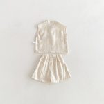 【73-100cm】セットアップ トップス&ショートパンツ 無地 ノースリーブ - 画像 (6)