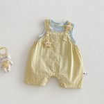 【66-90cm】星柄サロペット＆カラフルボーダータンクトップ ベビー セットアップ - 画像 (2)