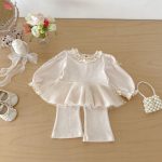 【73-110cm】セットアップ パフスリーブ シンプル 可愛い 女の子 - 画像 (13)