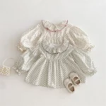 【80-120cm】ベビー 女の子 フリル襟 小花柄 シャツ - 画像 (3)