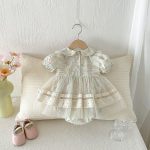 【66-90cm】ロンパース グリーン 花 プリンセス おしゃれ 女の子 - 画像 (8)