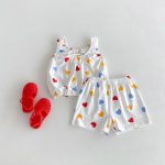 【80-130cm】ベビー 女の子 ハート柄 ドット柄 ノースリーブ セットアップ - 画像 (5)