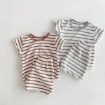 【80-130cm】ベビー 半袖 ボーダー セットアップ 男女兼用 夏 上下セット - 画像 (3)