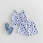 【80-130cm】ベビー 女の子 ハート柄 ドット柄 ノースリーブ セットアップ - 画像 (6)
