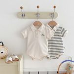 【66-90cm】ロンパース 半袖 ポロ襟 ロゴ入り シンプル 肌触り良い ベビー服 - 画像 (11)