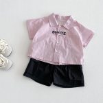 【73-100cm】シャツ or ショートパンツ ベビー ダブルポケット 英字