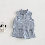 【73-100cm】セットアップ ベビー 韓国風 シンプル ノースリーブ