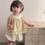【73-110cm】セットアップ ベビー 女の子 フリルノースリーブ - 画像 (2)