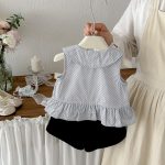 【73-100cm】シャツ or ショートパンツ ベビー 女の子 ドット ノースリーブ - 画像 (5)