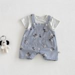 【66-90cm】セットアップ サロペット＆Tシャツ ベビー カートゥーン - 画像 (2)