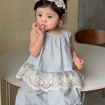 【73-110cm】セットアップ ベビー 女の子 韓国風 レース フラワー - 画像 (7)