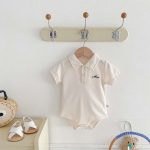 【66-90cm】ロンパース 半袖 ポロ襟 ロゴ入り シンプル 肌触り良い ベビー服 - 画像 (12)
