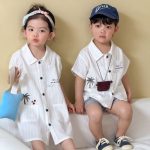 【80-150cm】セットアップorワンピース ツリー柄 ホワイト 兄妹お揃い - 画像 (15)