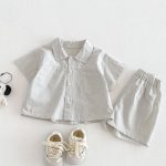 【73-100cm】セットアップ ベビー 男の子 韓国風 シンプル 無地 - 画像 (2)