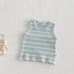 【66-90cm】星柄サロペット＆カラフルボーダータンクトップ ベビー セットアップ - 画像 (5)